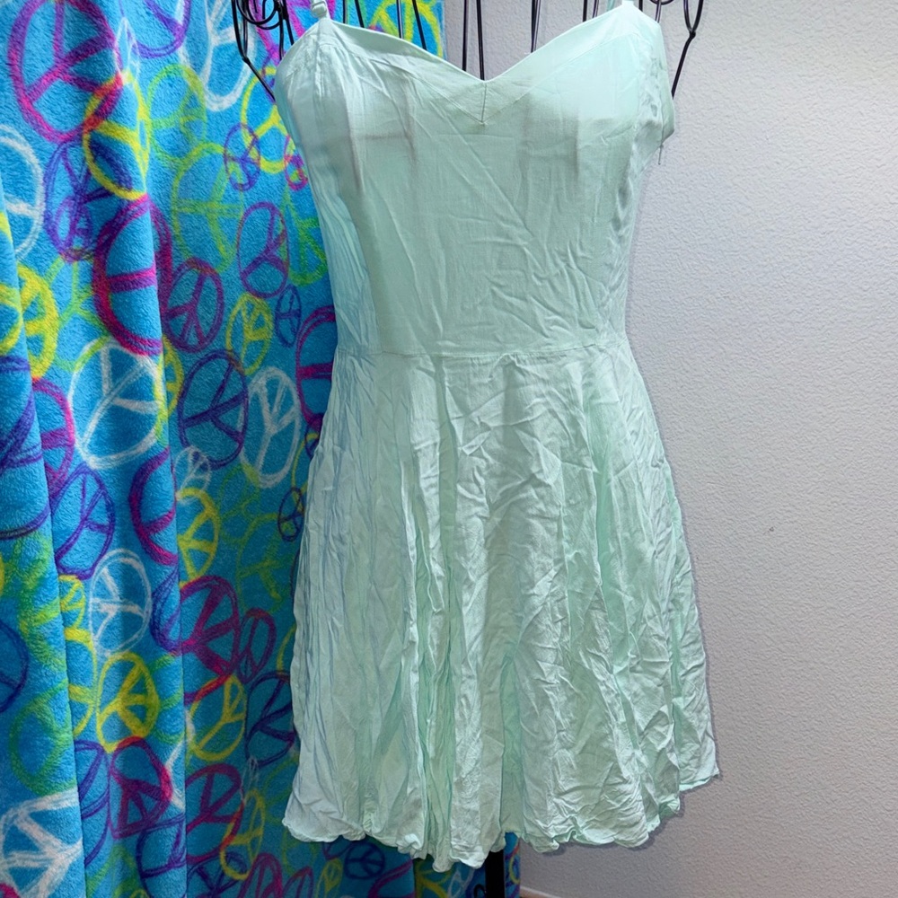 Light Mint / Very Light Blue Skater Dress w/ Fully Adjustable Spaghetti Straps
